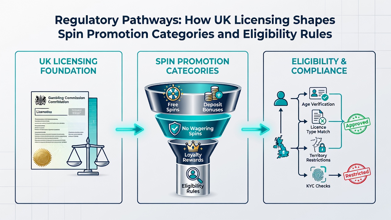 Detailed view of eligibility verification systems and spin promotion rule application in licensed UK operations